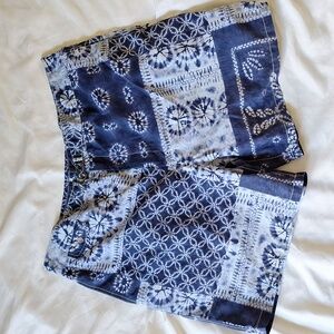 POLO BY RALPH LAUREN Ty Dye and Floral Pattern Swim Shorts Blue White Size 38